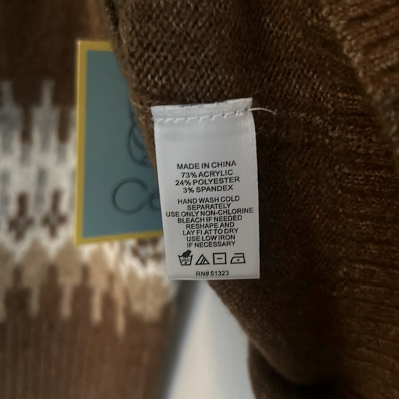 NWT CeCe Fair-Isle cozy long sleeve funnel neck sweater - Picture 7 of 7